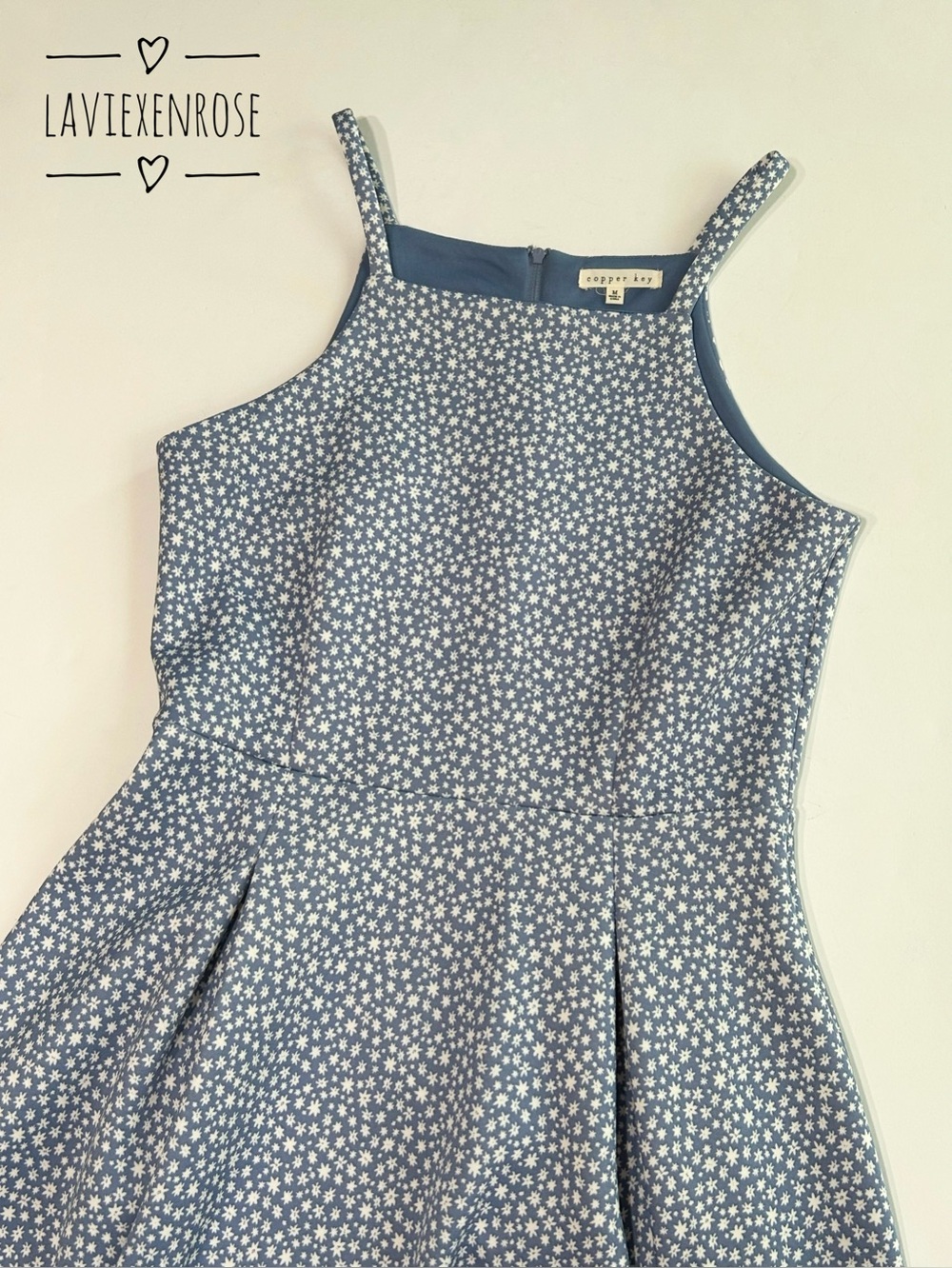 Copper Key Blue Ditsy Floral Fit & Flare Dress